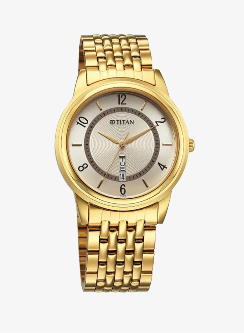 Titan Men Analog Display Watch With Gold Stainless Steel Strap - 1638YM05