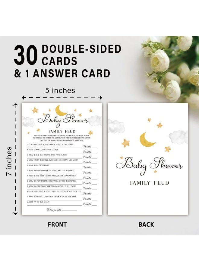BEUFSE Baby Shower Family Feud Game - Pack of 30 Game Cards 1 Answer Key, Twinkle Star Baby Shower Game for Boy & Girl, Baby Shower Decorations, Baby Feud Game Supplies-03 - Image 2