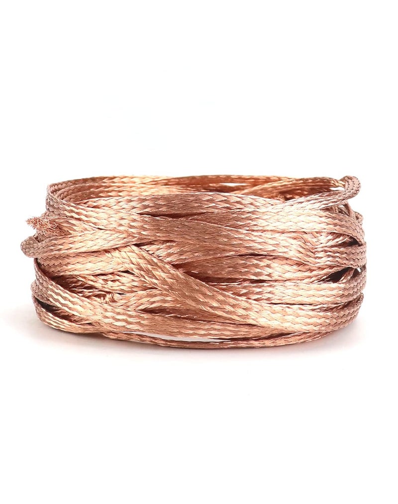 woobles Flat Copper Braid Cable, 30ft 6mm Flat Copper Braided Ground Strap Wire, Flexible Shielding Wire Mesh, 1 Pack 30ft 6mm 1 Pack - Image 2