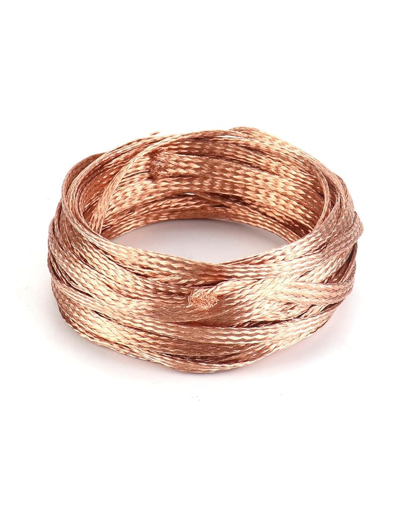 woobles Flat Copper Braid Cable, 30ft 6mm Flat Copper Braided Ground Strap Wire, Flexible Shielding Wire Mesh, 1 Pack 30ft 6mm 1 Pack - Image 1