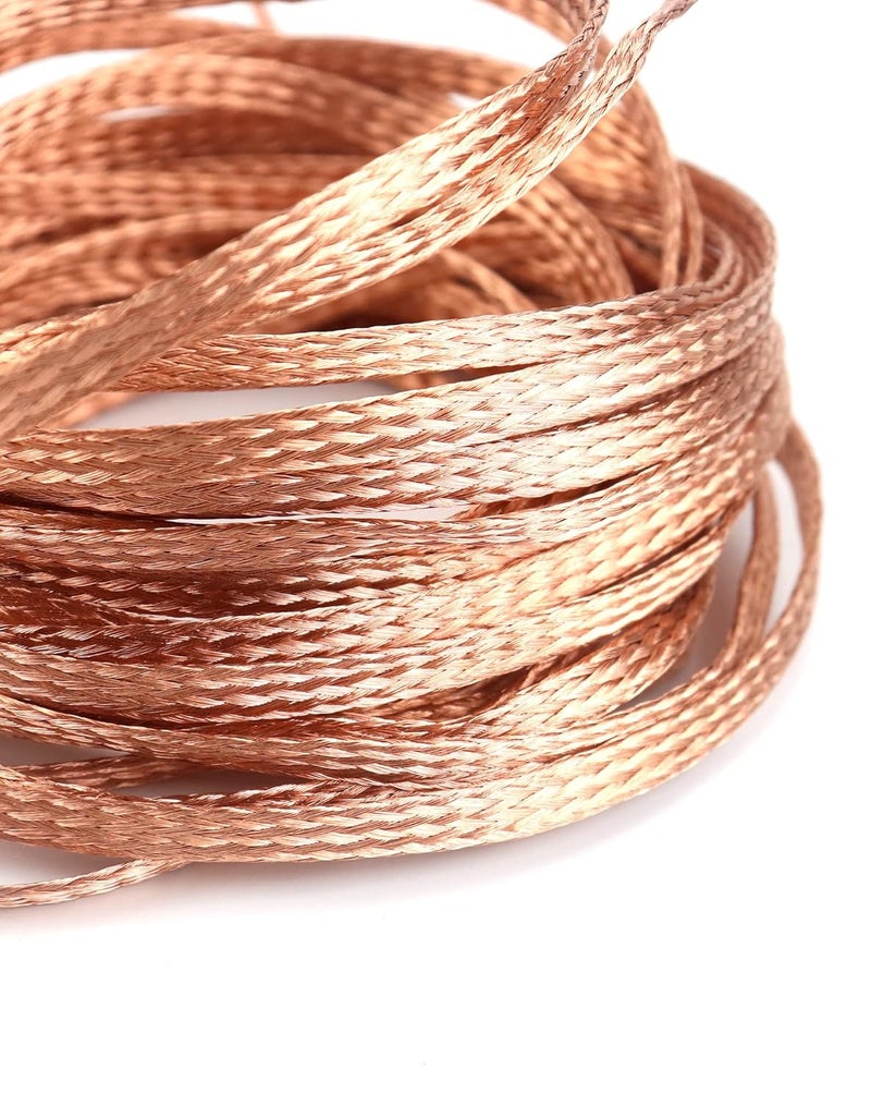 woobles Flat Copper Braid Cable, 30ft 6mm Flat Copper Braided Ground Strap Wire, Flexible Shielding Wire Mesh, 1 Pack 30ft 6mm 1 Pack - Image 4