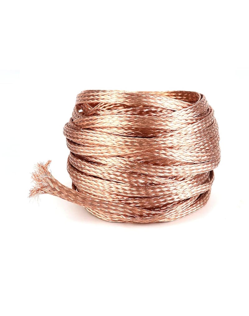 woobles Flat Copper Braid Cable, 30ft 6mm Flat Copper Braided Ground Strap Wire, Flexible Shielding Wire Mesh, 1 Pack 30ft 6mm 1 Pack - Image 3