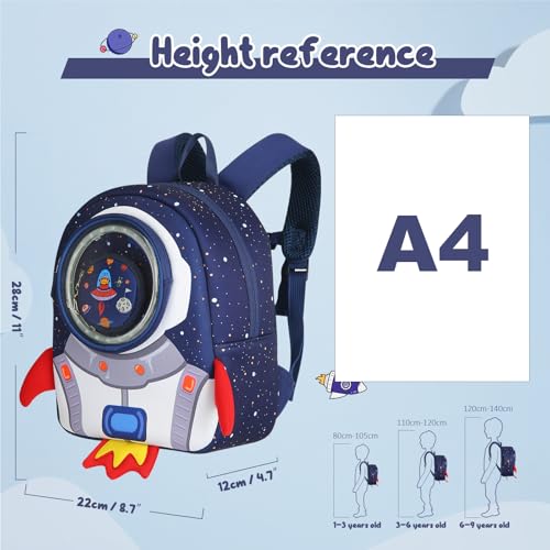 yisibo LED Lights Rocket Toddler Backpack with Harness Leash Kindergarten Nursery Bags Travel for Kids Baby Boys Girls - Image 2