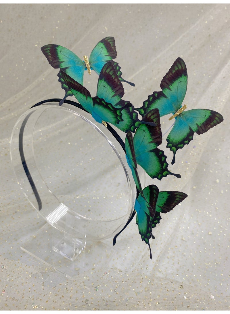 NAME Fabric colorful butterfly galvanized iron headband for teens and woman hair decoration - Image 2