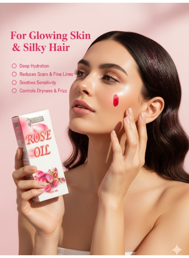 نعومة الحرير زيت الورد النقي للبشرة والشعر - إكسير طبيعي مع عناصر غذائية لجمال مشرق وخصل صحية، معصور بطريقة الضغط البارد لتحقيق النقاء الفائق وتعزيز الحيوية - Image 4