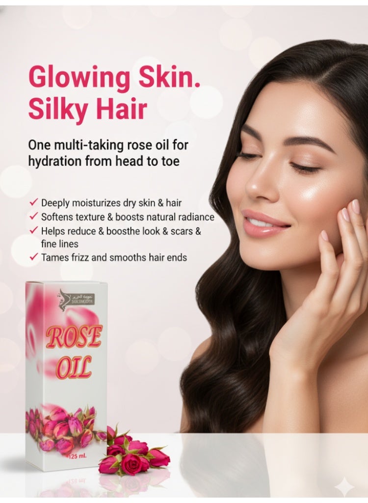 نعومة الحرير زيت الورد النقي للبشرة والشعر - إكسير طبيعي مع عناصر غذائية لجمال مشرق وخصل صحية، معصور بطريقة الضغط البارد لتحقيق النقاء الفائق وتعزيز الحيوية - Image 5