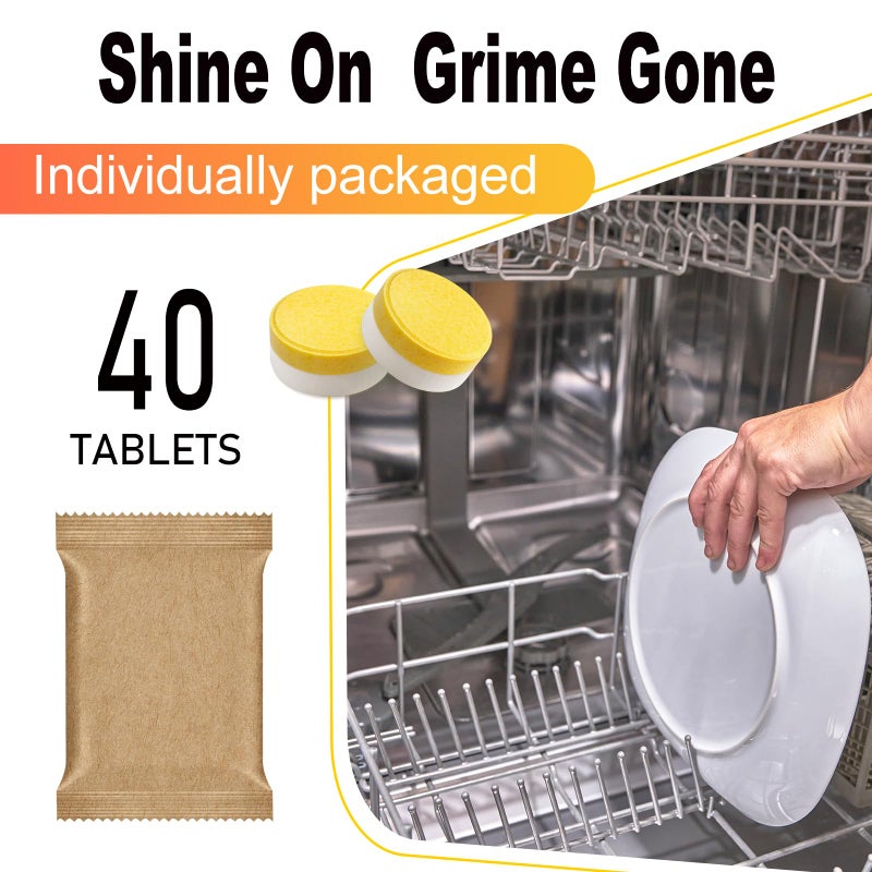 Dishwasher Cleaner and Deodorizer Tablets - 40 Pack,Powerful Deep Cleaning, Natural Formula,Effective Limescale & Odor Removal, Calcium, Scale, Hard Water Stains, Oil,Compatible with All Models - Image 5