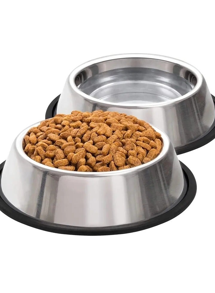 Stainless Steel Dog Bowls, Pet Food and Water Bowl with Non-Slip Rubber Base for Small, Kittens Puppy Rabbit Medium Large Extra Dogs (2 Pack) - Image 1