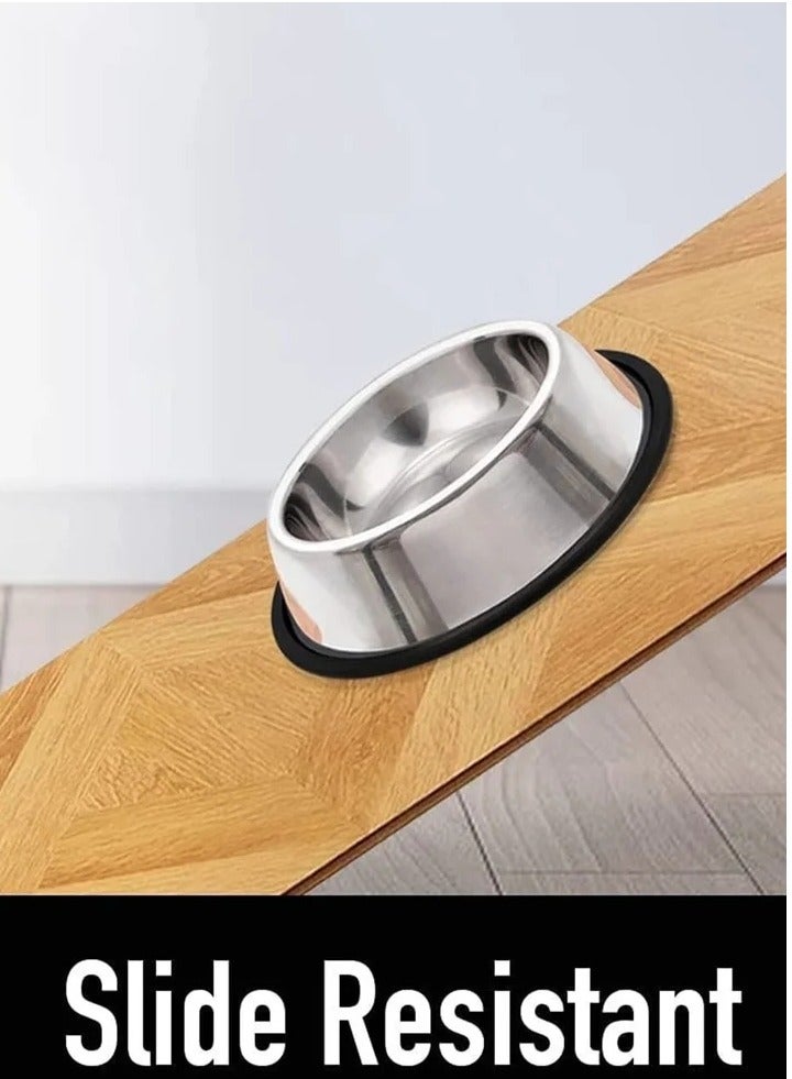 Stainless Steel Dog Bowls, Pet Food and Water Bowl with Non-Slip Rubber Base for Small, Kittens Puppy Rabbit Medium Large Extra Dogs (2 Pack) - Image 5