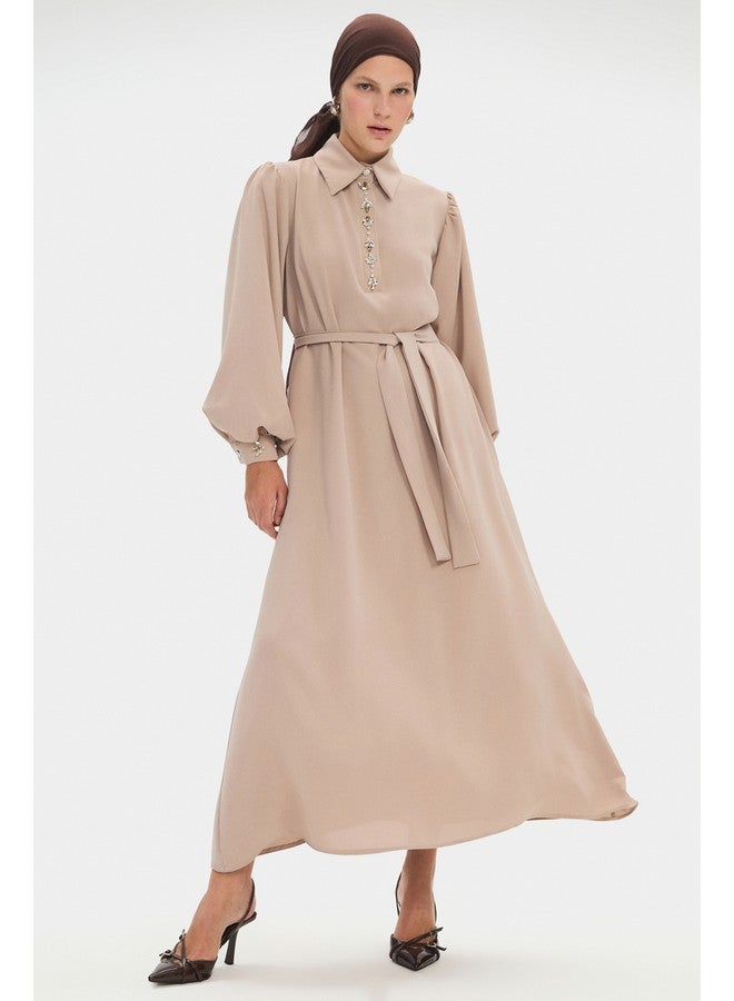 جون فستان ماكسي بأكمام أسقفية - Image 3