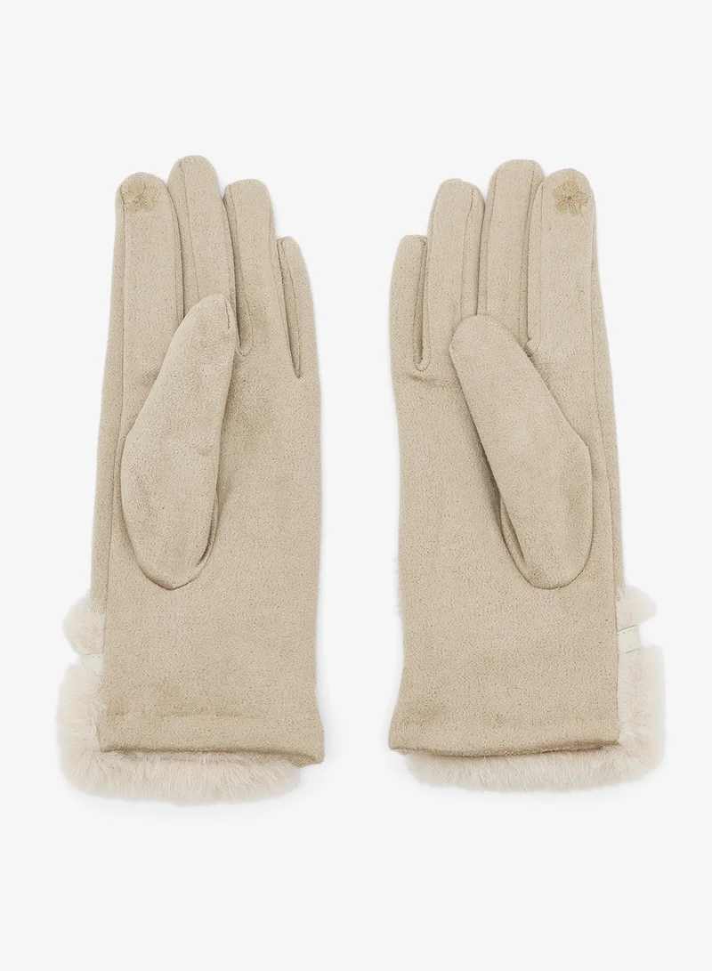 ايلا Plush Winter Gloves with Faux Fur Cuff