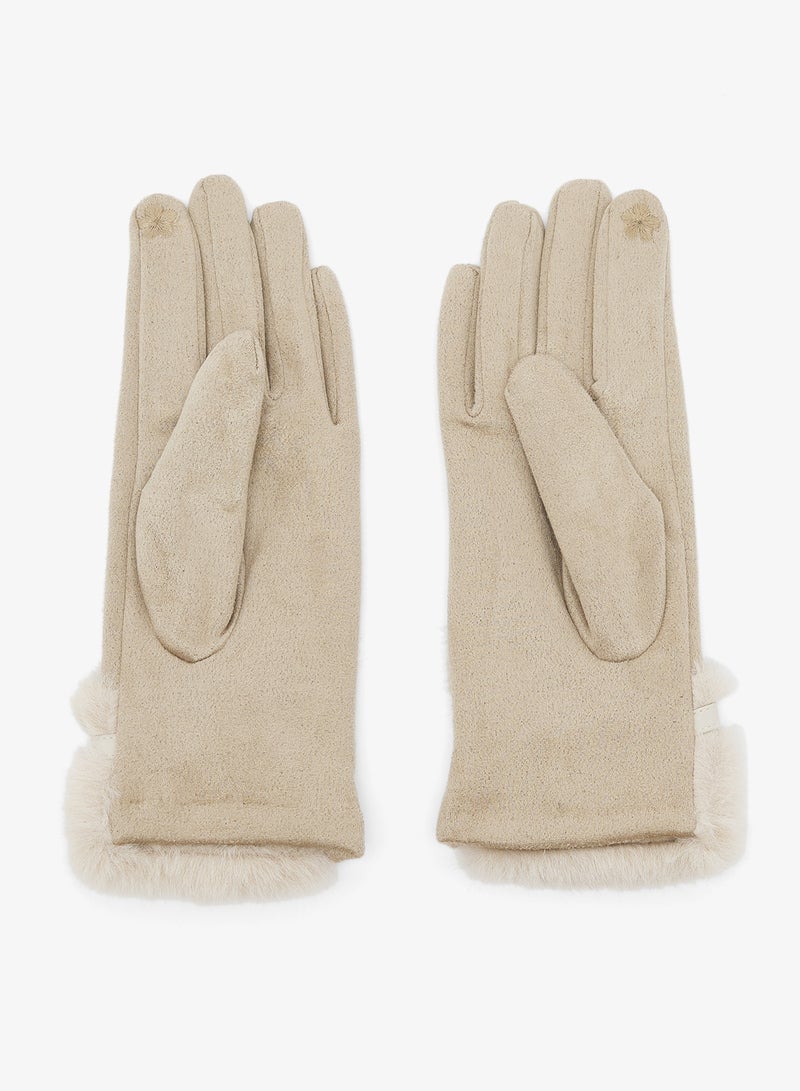 ELLA Plush Winter Gloves with Faux Fur Cuff - Image 2