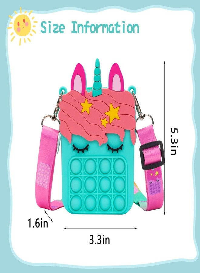 Civan Mini Blue Pop Purse for Girls - 2 in 1 Crossbody Fidget Handbag, Silicone Sensory Toys Bag for Kids Birthday Gift - Image 3
