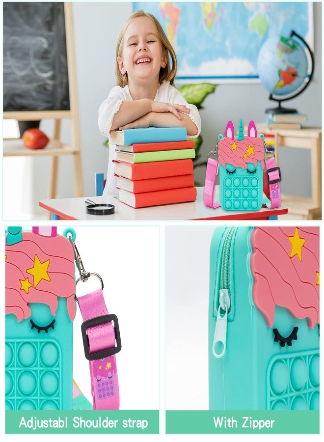 Civan Mini Blue Pop Purse for Girls - 2 in 1 Crossbody Fidget Handbag, Silicone Sensory Toys Bag for Kids Birthday Gift - Image 4
