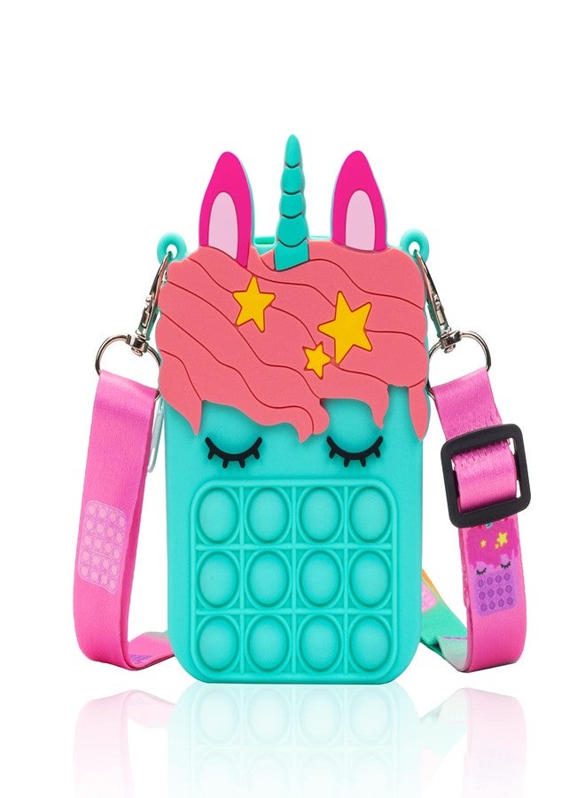 Civan Mini Blue Pop Purse for Girls - 2 in 1 Crossbody Fidget Handbag, Silicone Sensory Toys Bag for Kids Birthday Gift - Image 1