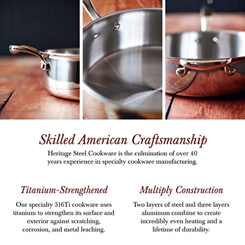 Heritage Steel 3 Quart Saucepan with Lid | Made in USA | Titanium Series | 316Ti Stainless Steel Pan with Stay Cool Handle | Fully Clad with 5-Ply Construction | Induction Ready & Non Toxic - Image 3