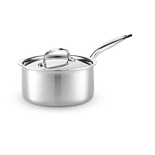 Heritage Steel 3 Quart Saucepan with Lid | Made in USA | Titanium Series | 316Ti Stainless Steel Pan with Stay Cool Handle | Fully Clad with 5-Ply Construction | Induction Ready & Non Toxic - Image 1
