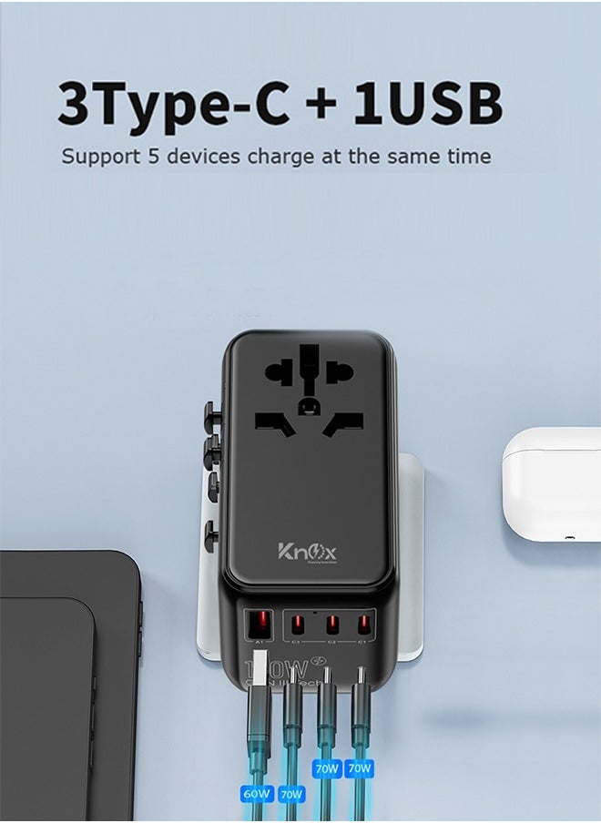 120W Travel Power Adapter Gen III technology, International Adapter with 1 USB-A & 3 USB-C PD Fast Charging, Universal Travel Adaptor for Smart Phone, Laptops, Worldwide Plug