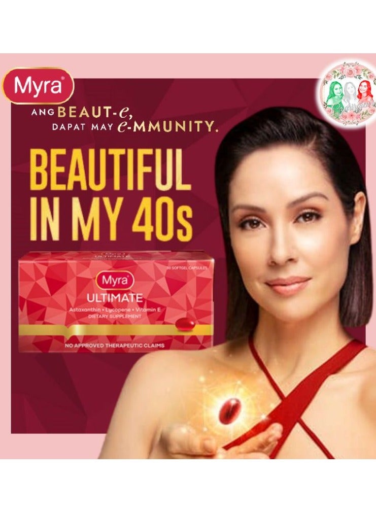Myra Ultimate Vitamin E Astaxanthin Lycopene Dietary Supplement 30 Softgel - Image 2