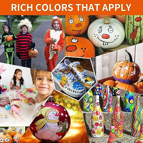 ZSCM QUALITY DECIDES THE FUTURE Paint Pens Acrylic Markers, ZSCM 12 Colors Paint Markers for Halloween Pumpkin Painting, Metallic Art Marker, for Adults Card Making, Rocks Painting, Wood Slices, Pumpkin Decoration - Image 4