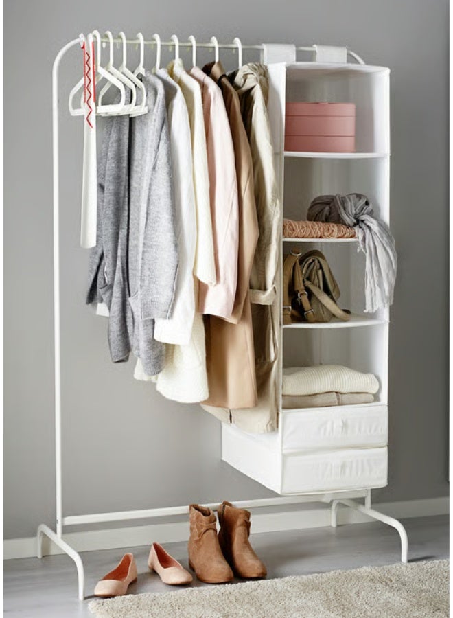 Ikea Simple Trending Standard Clothes Clothing Garment Rack, Portable Wardrobe Rack, Steel Garment Rack Sturdy Coat Rack for Bedroom Laundry Living Room - White - Image 1