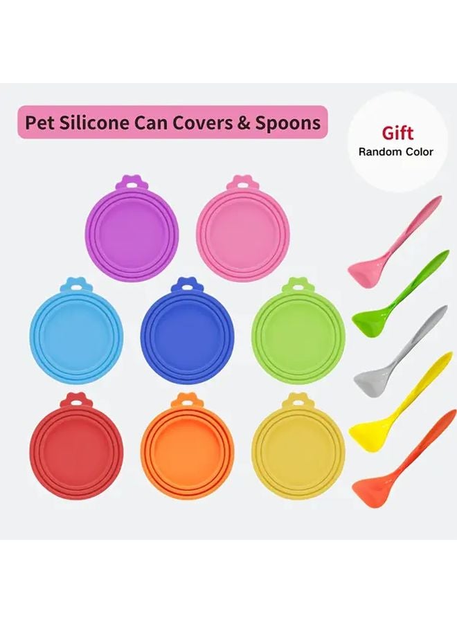 مجموعة وعاء قطط أزرق 3 قطع مع حامل ملعقة غطاء مغذي من الفولاذ المقاوم للصدأ - Image 4