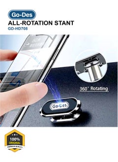 GO-DES Magnetic Car Phone Holder Go-Des Premium Quality  360 Degree Rotating Car Bracket GD-HD 708 For All Mobile Devices Black Gray  - Image 4