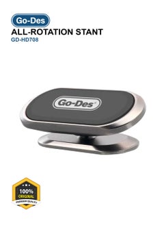 GO-DES Magnetic Car Phone Holder Go-Des Premium Quality  360 Degree Rotating Car Bracket GD-HD 708 For All Mobile Devices Black Gray  - Image 2