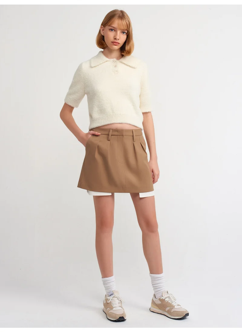 ديلفين 80809 Mini Skirt-Camel