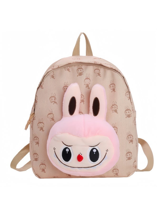 لابوبو حقيبة ظهر جديدة من Labu مصنوعة من القطيفة بعيون كبيرة ورسوم كرتونية لطيفة وصغيرة الحجم للسفر والترفيه وحقيبة ظهر عالية القيمة 36*32*12 سم - Image 1