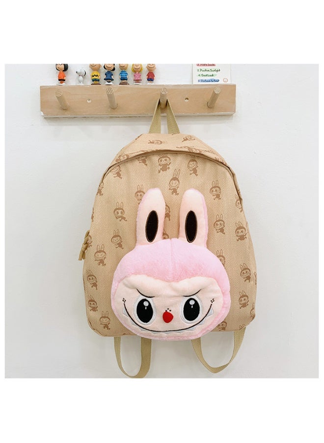 لابوبو حقيبة ظهر جديدة من Labu مصنوعة من القطيفة بعيون كبيرة ورسوم كرتونية لطيفة وصغيرة الحجم للسفر والترفيه وحقيبة ظهر عالية القيمة 36*32*12 سم - Image 2