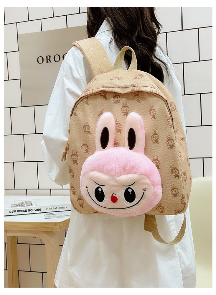 لابوبو حقيبة ظهر جديدة من Labu مصنوعة من القطيفة بعيون كبيرة ورسوم كرتونية لطيفة وصغيرة الحجم للسفر والترفيه وحقيبة ظهر عالية القيمة 36*32*12 سم - Image 4