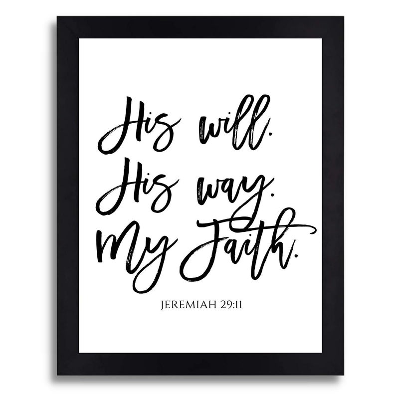 Interio Crafts Bible Verses Wall Frames Bible Verses Wall Decor for Prayer Room Living Room Office Christian Home Decor JEREMIAH 2911 His Will His Way My Faith - Image 1