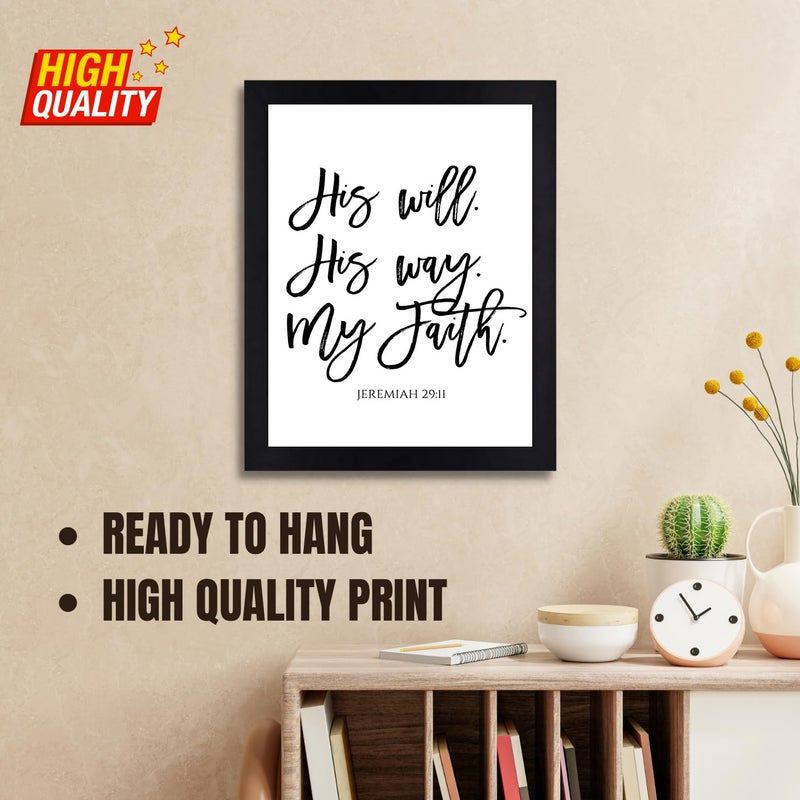 Interio Crafts Bible Verses Wall Frames Bible Verses Wall Decor for Prayer Room Living Room Office Christian Home Decor JEREMIAH 2911 His Will His Way My Faith - Image 3