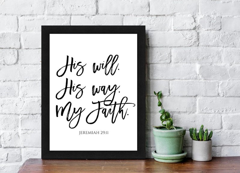 Interio Crafts Bible Verses Wall Frames Bible Verses Wall Decor for Prayer Room Living Room Office Christian Home Decor JEREMIAH 2911 His Will His Way My Faith - Image 2