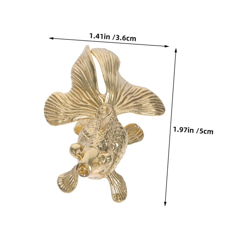 سحاب درج سمكة ذهبية من النحاس الأصفر، قطعتان صغيرتان، مقاس 50 × 36 × 25 ملم، مقبض خزانة معدني مصقول لأثاث الخزائن والأدراج - Image 3