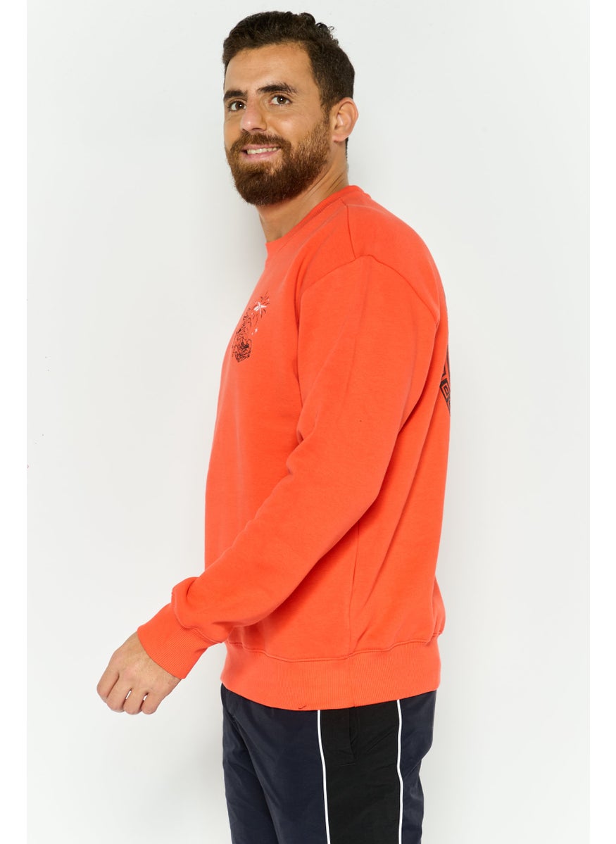 Reebok Men Sportswear Fit Long Sleeve Outdoor Sweatshirt, Coral  - Image 2