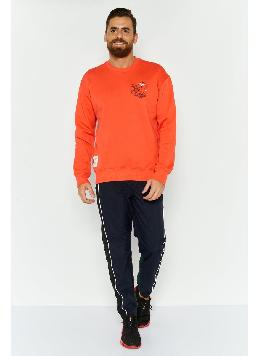 Reebok Men Sportswear Fit Long Sleeve Outdoor Sweatshirt, Coral  - Image 4