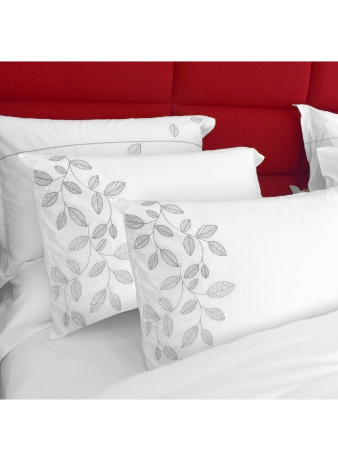 Ferrucci White Silver Embroidered Single Duvet Cover Set, 4 Pieces - Image 2