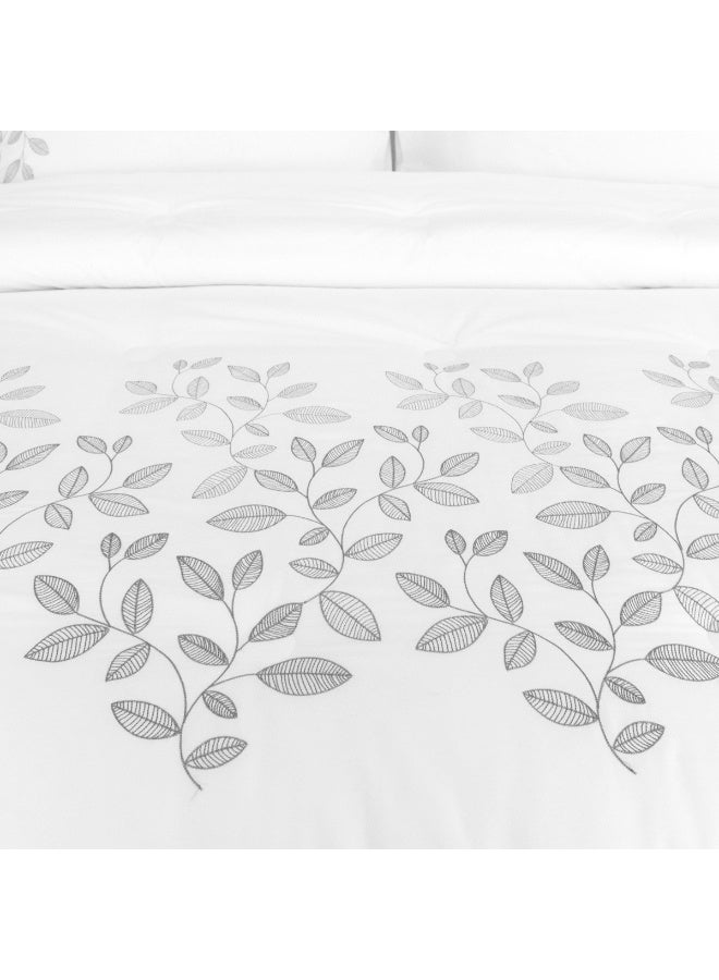 Ferrucci White Silver Embroidered Single Duvet Cover Set, 4 Pieces - Image 3