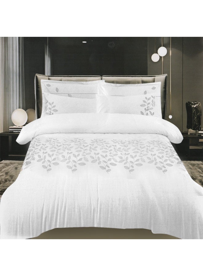 Ferrucci White Silver Embroidered Single Duvet Cover Set, 4 Pieces - Image 1