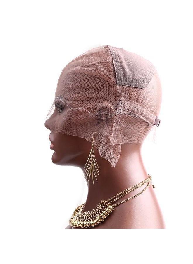 Bella Hair Full Lace Wig Cap with Adjustable Straps for Making Wigs, Medium Brown Swiss Lace with Stretch Panel at Crown (Medium Size Cap) - Image 1