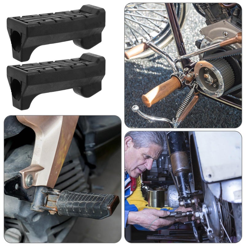 Heavy Duty Rubber Motorcycle Front Foot Pegs Pair Universal Black Footrest Pedals - Image 4