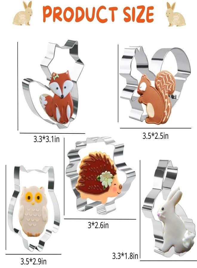 KAISHANE 5 Pieces Animals Cookie Cutters Shapes for Baking Fox,Owl,Rabbit,Squirrel and Hedgehog Shape Woodland Cookie Cutter Set for Baking - Image 5