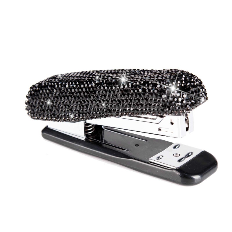 KEYPOWER Diamond Crystal Handmade Bling Dazzling Stapler for Office, School, or Home (Black) - Image 1