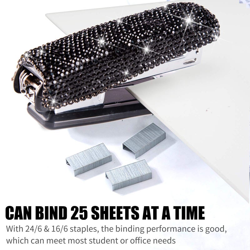 KEYPOWER Diamond Crystal Handmade Bling Dazzling Stapler for Office, School, or Home (Black) - Image 4