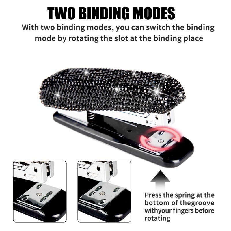 KEYPOWER Diamond Crystal Handmade Bling Dazzling Stapler for Office, School, or Home (Black) - Image 5