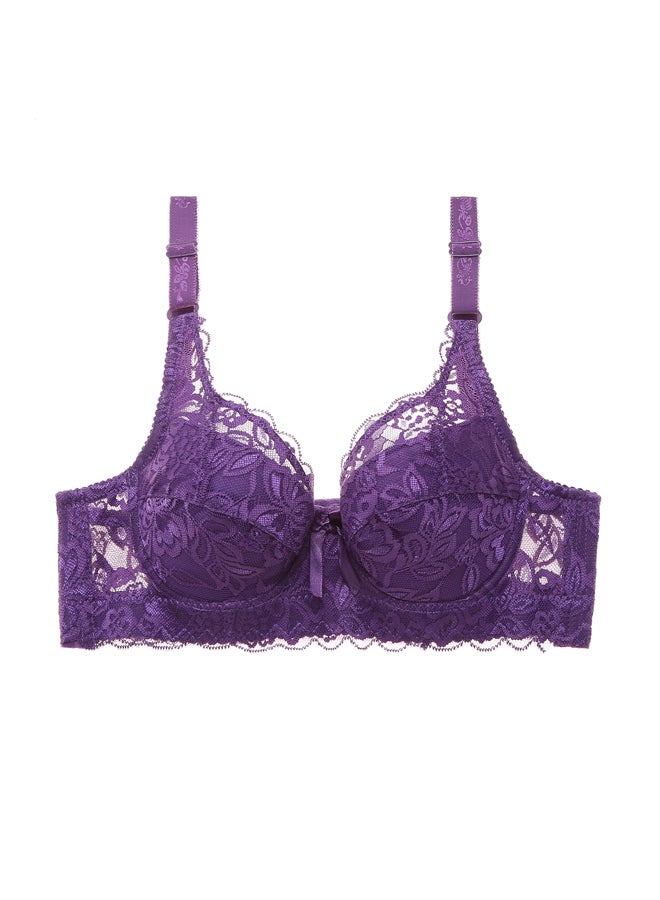 Lace Trimmed Push Up Underwire Bra Plus Size Adjustable Side Slimming Design Underwear Thin Cotton Cups Breathable Mesh Bra  - Image 1