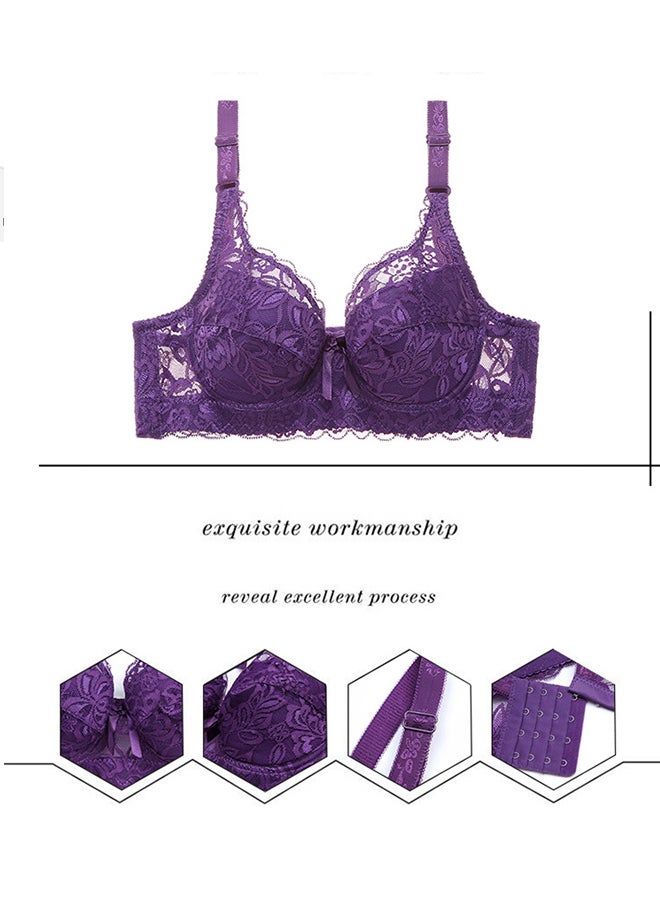 Lace Trimmed Push Up Underwire Bra Plus Size Adjustable Side Slimming Design Underwear Thin Cotton Cups Breathable Mesh Bra  - Image 2