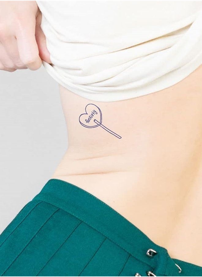 inkbox - Inkbox Temporary Tattoos, Semi-Permanent Tattoo, One Premium Easy Long Lasting, Water-Resistant Temp Tattoo with For Now Ink - Lasts 1-2 Weeks, Sweet Anxiety, 3 x 3 in - Image 1